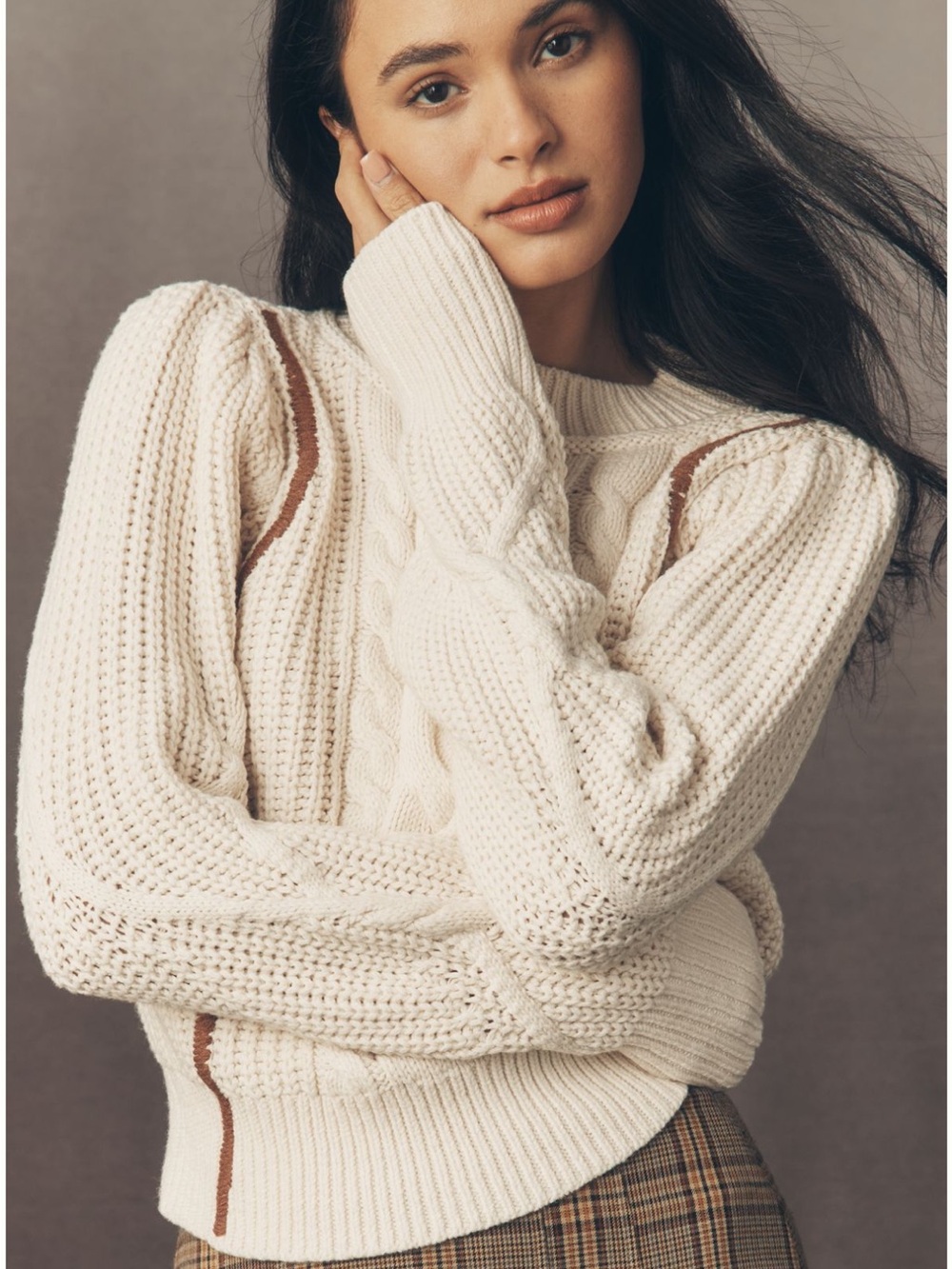 By Anthropologie Mock-Neck Cable-Knit Sweater